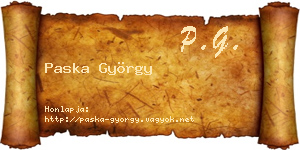 Paska György névjegykártya